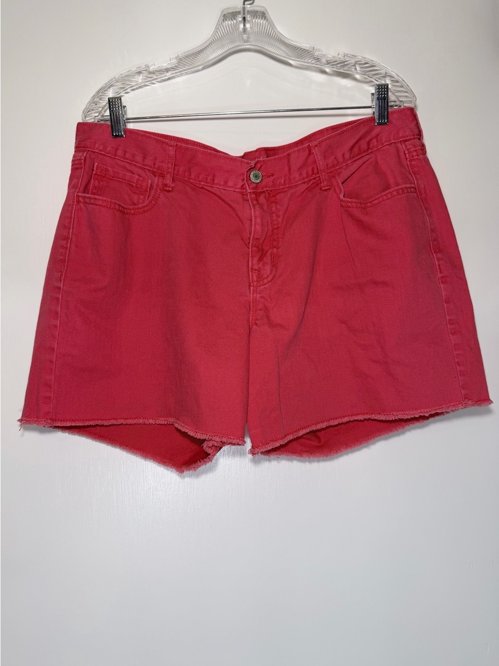 OLD NAVY Coral-Red Denim Cutoff Shorts Size 14